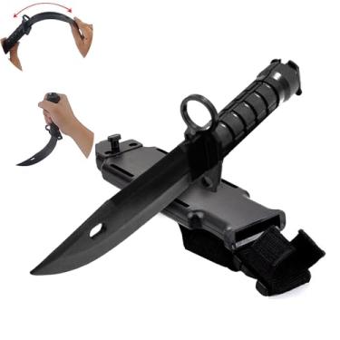 Imagem de TIETHEKNOT Faca de borracha tática com punhal de plástico com bainha adaga de treinamento militar adequada para armas macias, armas de fogo, artes marciais, cosplay, jogo divertido de Halloween
