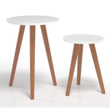 Imagem de Mesas Apoia Plantas E Decorações Redondas Brancas Pés Palito - Colomi