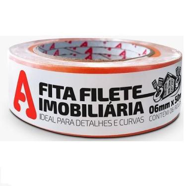 Imagem de Kit 6 Fita Crepe Pintura Imobiliaria Laranja Filete Adere 6MM X 50M