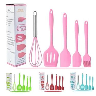 Imagem de Kit Utensílio Cozinha Silicone Espátula Fouet Pão Duro 5 Peças Livre d