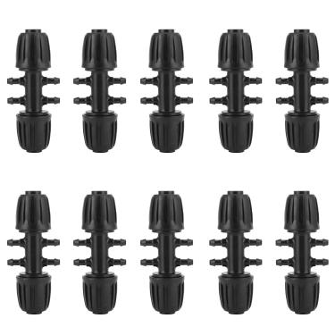 Imagem de tubo de 16 mm para 4/7 adaptador de irrigação de jardim,10 peças T farpado, conector redutor farpado, peças de sistema de gotejamento, kit de irrigação por gotejamento de jardim