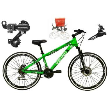 Imagem de Bicicleta Aro 26 Vikingx Tuff Verde X30 21v Alumínio Câmbios Shimano F