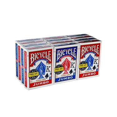 Imagem de Bicycle Poker Standard Size Jumbo Face Index Playing Cards, Blue/Red, 12 Piece