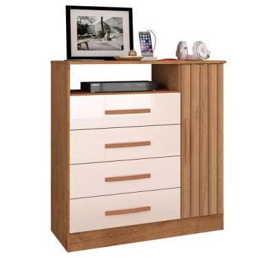 Imagem de Comoda Delta Quarto Com 4 Gavetas e 1 Porta - Atualle Móveis, Canelato