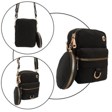 Imagem de Bolsa transversal tiracolo  mini bag com porta moeda - Ao Long, Preto,