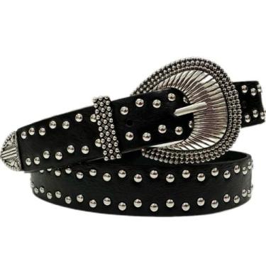 Imagem de Cinto Country Unissex Cowboy Metal Detalhe Bolinhas Zx-m-04 - shr, Pre