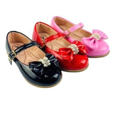Imagem de Kit Com 3 Pares Sapatilha Infantil Menina Boneca Verniz Confortável SP