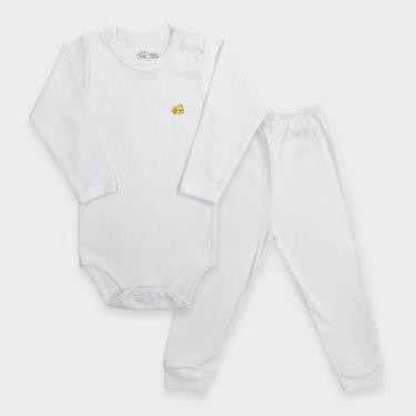 Imagem de Conjunto Body Infantil Manga Longa em Malha Canelada - Baby Duck, Bran