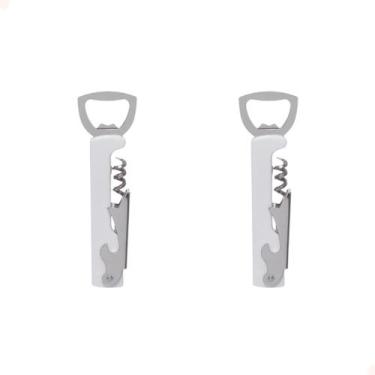 Imagem de Saca Rolha Abridor Lata De Vinho Inox Reforçado Kit 2 - Ladiv