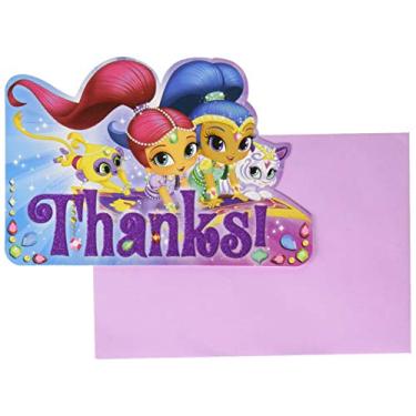 Imagem de amscan Shimmer and Shine Birthday, Postcard Thank You Cards, 6.25" x 4.25", 8 Ct.