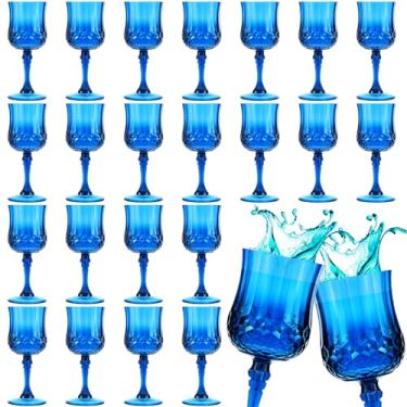 Imagem de Pinkunn 24 peças de copos de vinho vintage de plástico de 200 ml, reutilizáveis, copos coloridos estampados, copos de água potável, podem ser lavados na lava-louças para festa de recepção de casamento