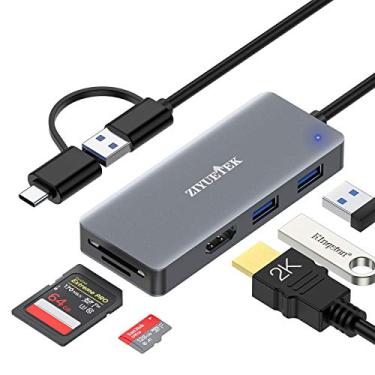 Imagem de Adaptador USB 3.0 para HDMI, USB C USB HUB com HDMI 1080p para monitor estendido, PC, laptop, desktop, 2 portas USB, leitor de cartão SD e micro SD, suporta apenas sistemas Windows7, Windows10,