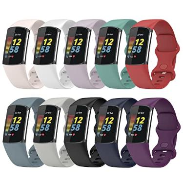 Imagem de Pulseiras de relógio compatíveis com Fitbit Charge 6/Charge 5 para mulheres e homens, pulseira de substituição de silicone macio para Fitbit Charge 5/Charge 6, acessórios de rastreador fitness