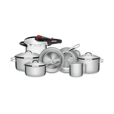 Imagem de Conjunto De Panelas Solar Inox Fundo Triplo 6 Peças E Panela De Pressã