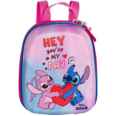 Imagem de Mochila Stitch Angel Infantil Escolar Menina Bolsa De Costas Cor Rosa 