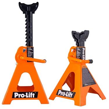 Imagem de Pro-LifT Suportes de Jack PL3300 resistentes – Par de 3 toneladas com pinos duplos – Trava de alça e pino de mobilidade para segurança extra – Ótimo para oficina de reparos de automóveis em casa