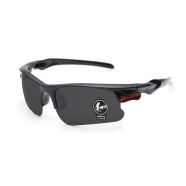 Imagem de Oculos Masculino Feminino Esportivo Bike Corrida Amarelo Visão Noturna Lente Preta Solar (PRETO)