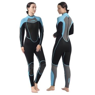 Imagem de AnParc Roupa de mergulho feminina de neoprene de 3 mm para natação em água fria com zíper nas costas, adequado para mergulho, natação, surfe, snorkel e outros esportes aquáticos