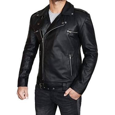 Imagem de Jaqueta Negan Masculina CHICAGO-FASHION - Caminhada S7 Jeffrey Dean Morgan Jaqueta de couro de motociclista - Agasalho de motocicleta, Preto, X-Large