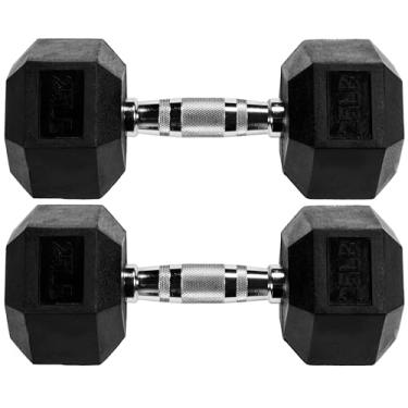 Imagem de Haltere hexagonal revestido de borracha Signature Fitness, par de 11 kg