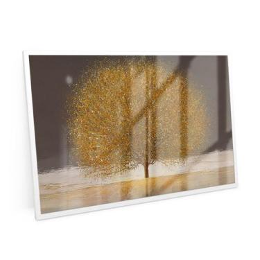 Imagem de Quadro Horizontal Árvore Dourada Com Vidro 120x80 Grande - Bimper Quad