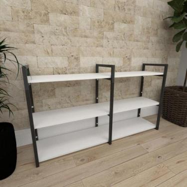 Imagem de Mini estante industrial para sala aço cor preto prateleiras 30 cm cor 