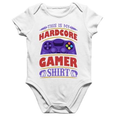 Imagem de Body Bebê Algodão Hardcore Gamer - Foca na Moda, Branco, M