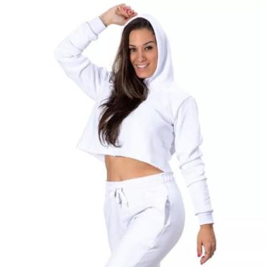 Imagem de Casaco De Moletom Grosso Cropped Com Capuz Branco - Di Nuevo, M, Branc