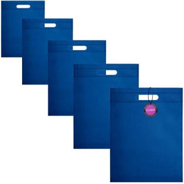 Imagem de Kit 5x Sacolas em TNT Premium Termo Selado 25x35cm Nifty TopGet, Azul