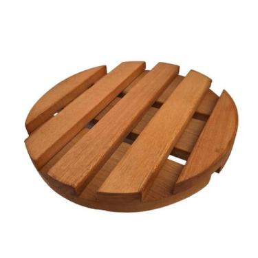 Imagem de Suporte Vaso Redondo 28cm Roda Cristal Mogno - Tudo Jardim