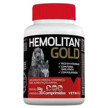 Imagem de Suplemento Vitamínico Hemolitan Gold 30g (30 Comp.) - Vetnil
