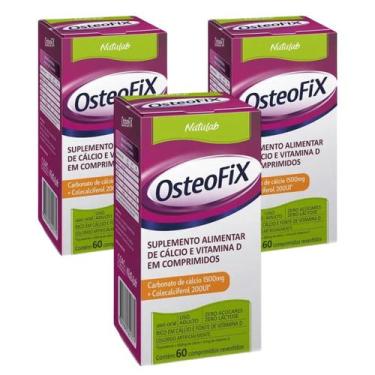 Imagem de Kit 3 Suplemento Vitamina D OsteoFix 1500mg 60 Cpr  Natulab