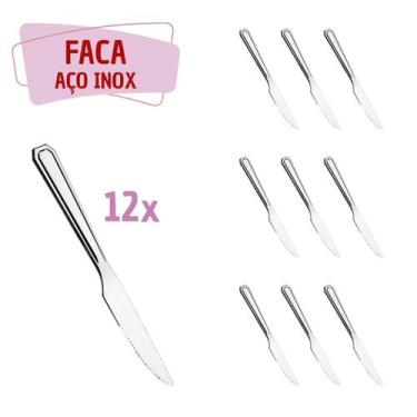 Imagem de Jogo 12 Pçs Faca Reforçada Inox Restaurante / Bar / Casa - PRATICASA, 