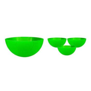 Imagem de Kit 4 Petisqueira Futebol Verde Neon 240Ml Plástico - Bb Store