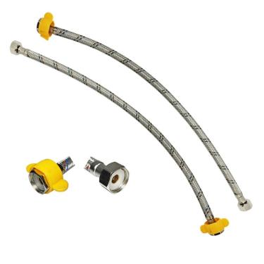 Imagem de Engate Rabicho Monocomando Par Mangueira Flexivel Conexao Femea Misturador Agua Fria Quente Pia Torneira Banheiro Cozinha Lavabo