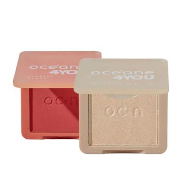 Imagem de Kit Océane 4you Blush Cremoso Coral Pink Iluminador em Pó Champagne (2