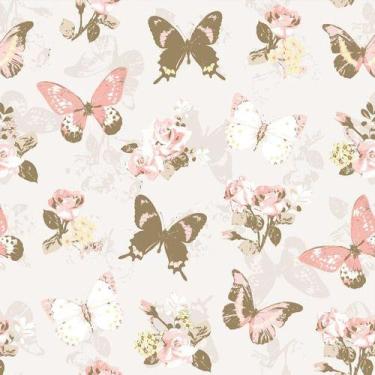 Imagem de Papel De Parede Baby Borboletas Douradas E Rosas -3,00x0,50m - DEKAL D