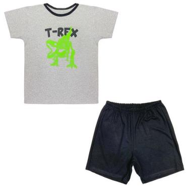 Imagem de Pijama Juvenil Look Jeans Dino Curto - MESCLA - 8, 8, Mescla