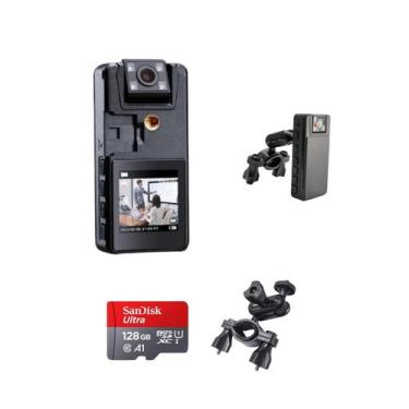 Imagem de  Mini Câmera Espiã Camuflada Tela Display 128gb Com Suporte - Mike Sho