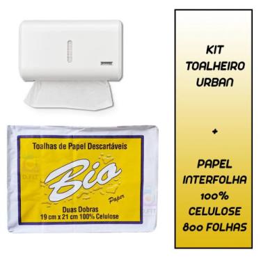 Imagem de Suporte dispenser para papel toalha de banheiro + papel interfolha 100