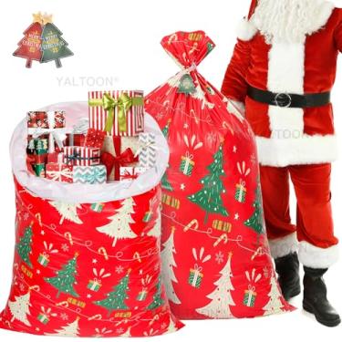 Imagem de Sacos grandes de presente de Natal, 2 peças 147 x 91 cm, saco de presente extragrande, sacos de Natal GG para embrulhar presentes enormes gigantes, sacolas de presente de Natal grandes de Papai Noel,