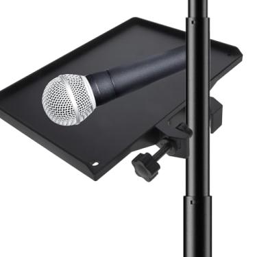 Imagem de EXCEART Suporte de microfone - prateleira utilitária ajustável mesa transmissão ao vivo suporte de microfone suporte clipe de telefone rack folha de música para microfone instrumento acessório preto