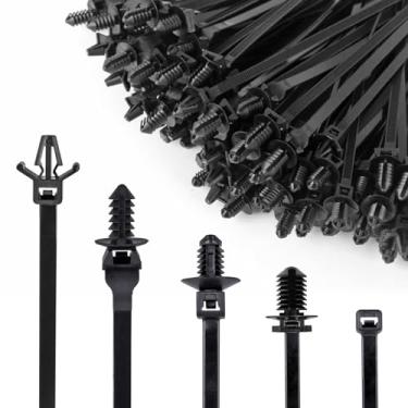 Imagem de Xislet 160Pcs Universal Push Mount Cable Zip Tie Compatible with Cars Boat Trailer Polaris UTV Side By Side Jeep Wrangler Nylon Self Locking Cable Strap for Engine Bay Wire Harness Restraint Ties