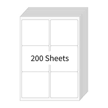 Imagem de Etiquetas de envio de endereço - 6 etiquetas UP, 8,5 cm x 10 cm etiquetas adesivas de papel adesivas, para impressão a laser/jato de tinta - fosco (200 folhas de 1200 etiquetas)