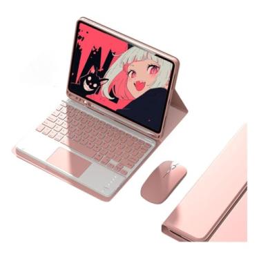Imagem de Capa Tablet + Teclado + Mouse Para iPad Air/Air2/Pro 9,7 Polegadas (Rosa, teclado de toque)