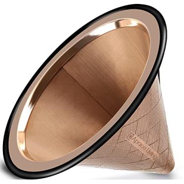 Imagem de Compatível com filtro de café Hario V60, Chemex Pour Over - Coador de café de aço inoxidável reutilizável com base de metal larga - Filtro de café sem papel para fabricação sustentável