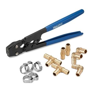 Imagem de WMAXPFIT Kit de Encaixe de Ferramenta de Grampo Pex Cinch, Ferramenta de Crimpagem Pex, Cinch para Grampos de Aço Inoxidável de 3/8 Pol. A 1 Pol. com Grampos Pex de 1/2 Pol. E Acessórios Pex
