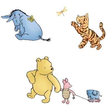 Imagem de Adesivos de parede vintage Ursinho Pooh grande para decoração de berçário de bebê, adesivo de parede clássico Ursinho Pooh, adesivos de decoração de parede Winnie Pooh, decoração de quarto vintage