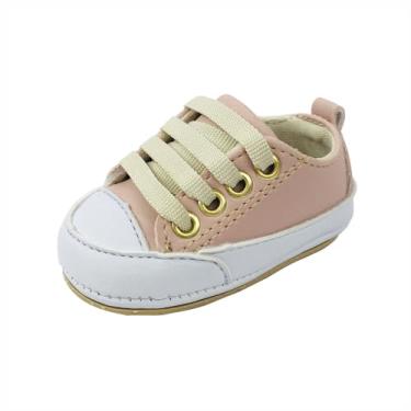 Imagem de Sapatinhos Bebê-Tenis recém-nascido primeiros passos, forrado com tecido espumado 14ao20 baby 1001C (Rose Branco, BR, Bebê, Numérico, 20)