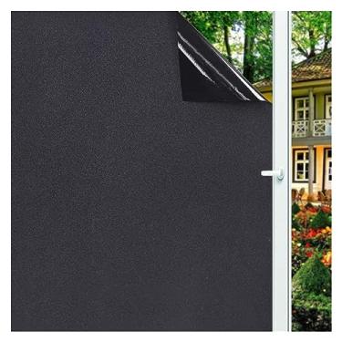 Imagem de Adesivos de janela de aderência estática, removível 100% bloqueio de luz estático total blackout película de janela privacidade escurecimento de janela adesivo preto para janela, decoração de casa